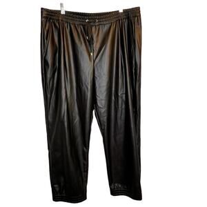 DKNY Faux Leather Black Elastic Jogger Pants Women's XL